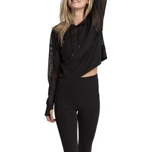 X by Gottex Women's Black Alice Hole Mesh Hoodie Size XS NWT